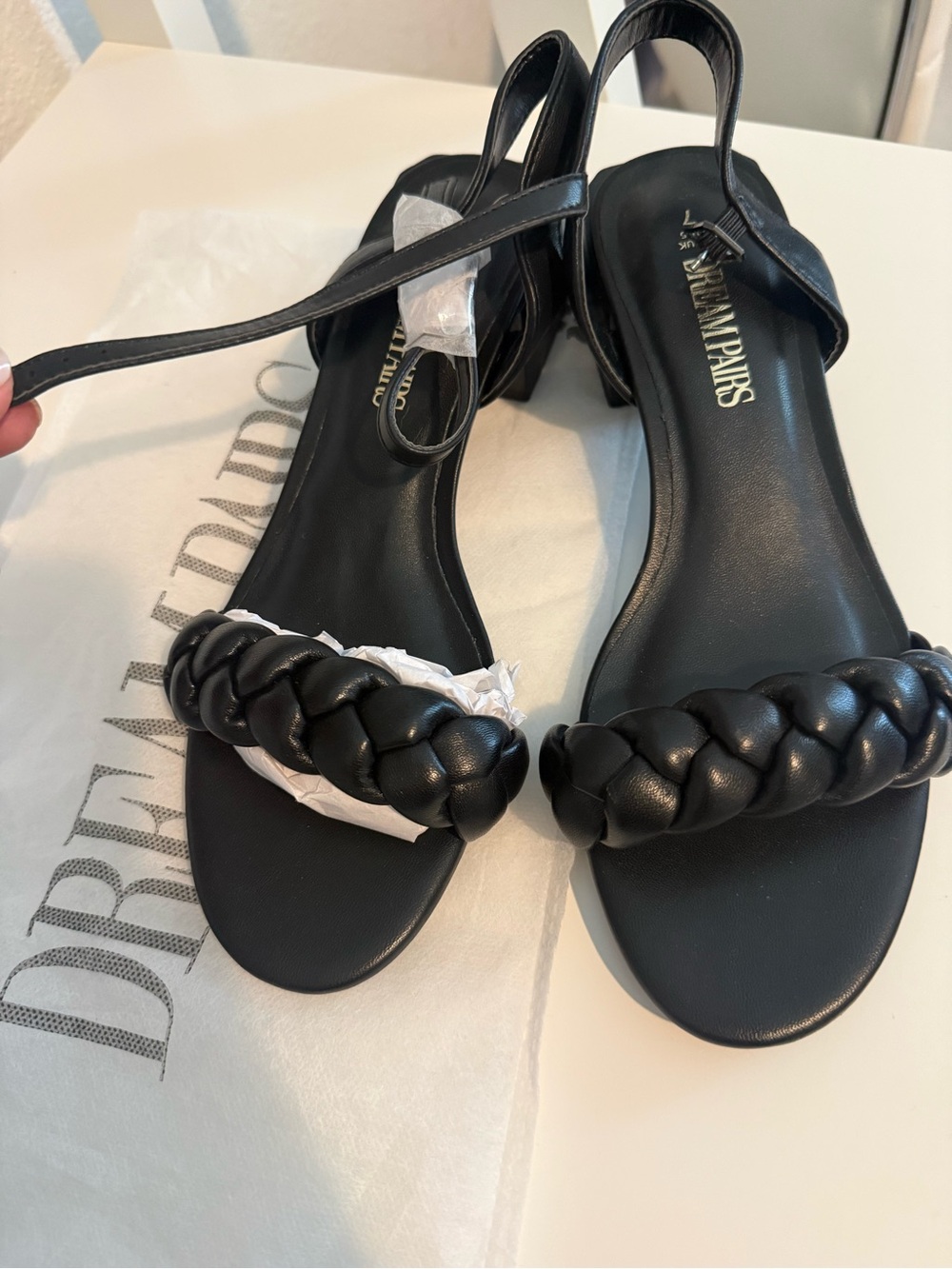 Dream Pairs Black Braided Toe Slingback shoes